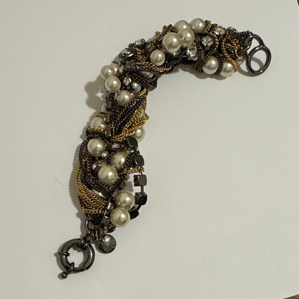 J. Crew Gold and Black Pearl Bracelet